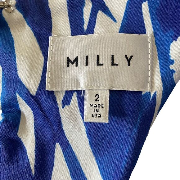 Milly Brushstroke Isadora Cobalt  V-Neck Dress Sz 2 - Picture 6 of 8